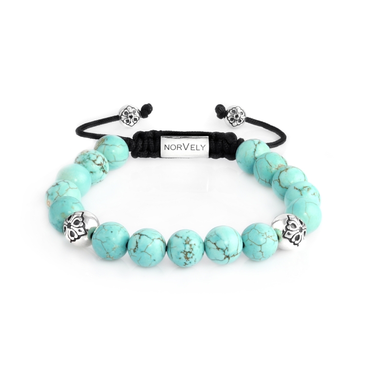 Sterling Silver Lily Balls & Bali Turquoise Stones 10mm Basic Bracelet