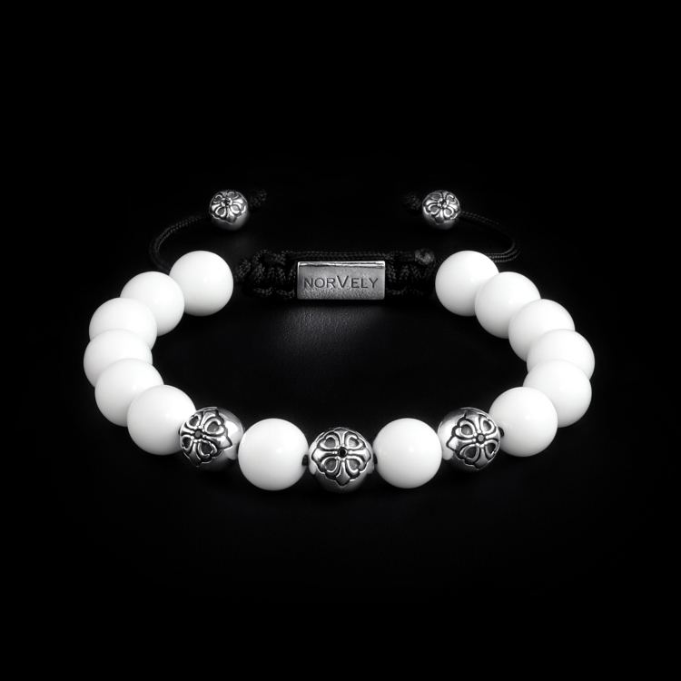 Sterling Silver Lily Balls & White Shell - Tridacna Stones 10mm Basic Bracelet
