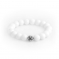 925 Sterling Silver Lily Ball & White Shell - Tridacna Stones 10mm Elastic Bracelet