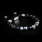 925 Silver Lily & Black CZ Diamonds Balls / Mixed Semi Precious Stones 10mm Basic Bracelet