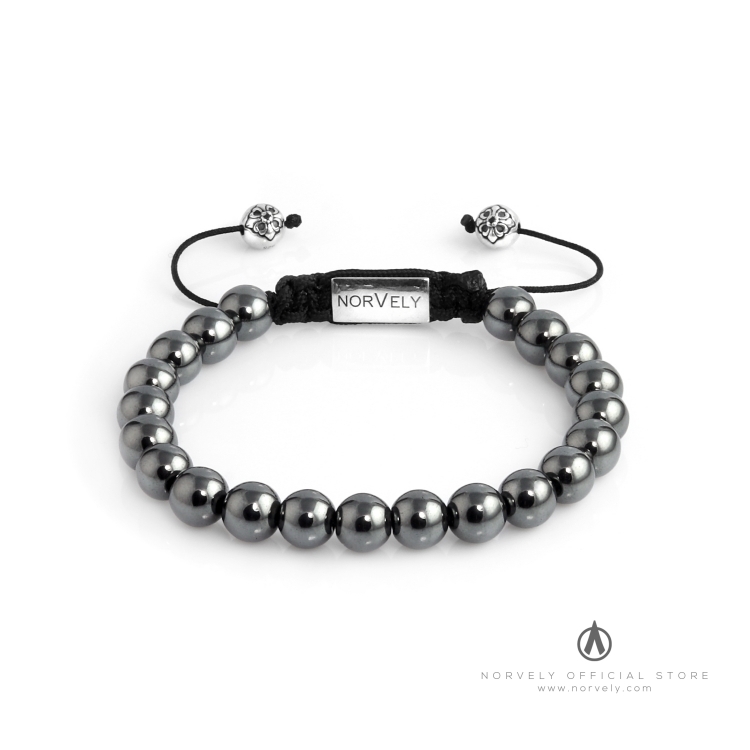 925 Sterling Silver Beads & Hematite Stones 8mm Basic Bracelet