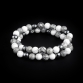 925 Sterling Silver Lily Balls - Hematite, Howlite & Jasper 8mm Double Wrap Bracelet
