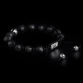 Sterling Silver Lily Ball & Black Lava Stones 10mm Link Bracelet