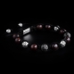 Sterling Silver Lily & CZ Diamonds Balls - Ebony Wood Beads 10mm Link Bracelet
