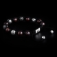 Sterling Silver Lily & CZ Diamonds Balls - Ebony Wood Beads 10mm Link Bracelet