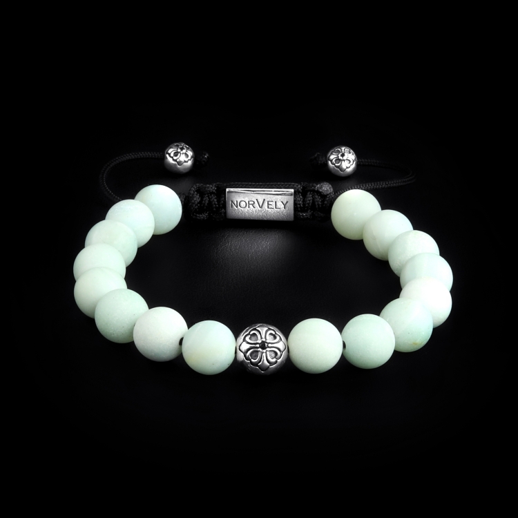 Sterling Silver Lily Ball & Matte Amazonite 10mm Basic Bracelet