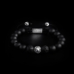 Sterling Silver Logo Ball - Matte Onyx & Lava Stone 10mm Basic Bracelet