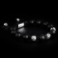 Sterling Silver Lily Balls & Matte Onyx 10mm Link Bracelet