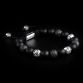 Sterling Silver Lily & CZ Diamonds Balls - Matte Onyx 10mm Basic Bracelet