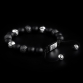 Sterling Silver Lily & CZ Diamonds Balls - Matte Onyx 10mm Basic Bracelet