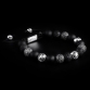 Sterling Silver Logo & CZ Diamonds Balls – Matte Onyx & Lava Stones 10mm Basic Bracelet