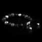 Sterling Silver Logo & CZ Diamonds Balls – Matte Onyx & Lava Stones 10mm Basic Bracelet