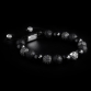Sterling Silver Lily & CZ Diamonds Balls – Onyx & Lava Stone 10mm Basic Bracelet