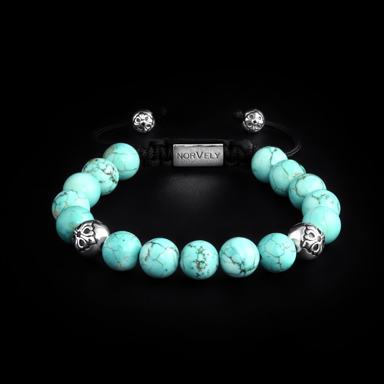 Sterling Silver Lily Balls & Bali Turquoise Stones 10mm Basic Bracelet