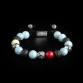 Sterling Silver Lily & CZ Diamonds Balls – Aquamarine, Coral & Sunstone 10mm Basic Bracelet