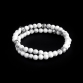 Sterling Silver Lily Balls & White Howlite Stones 6mm Double Wrap Bracelet