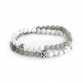 Sterling Silver Lily Balls - Labradorite & Howlite Stones 6mm Double Wrap Bracelet