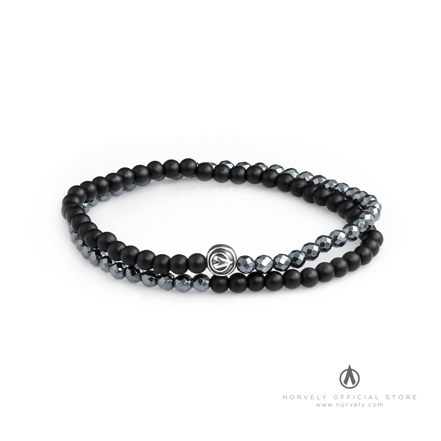 Men's HEMATITE Double Bead Bracelet - One Size Fits All