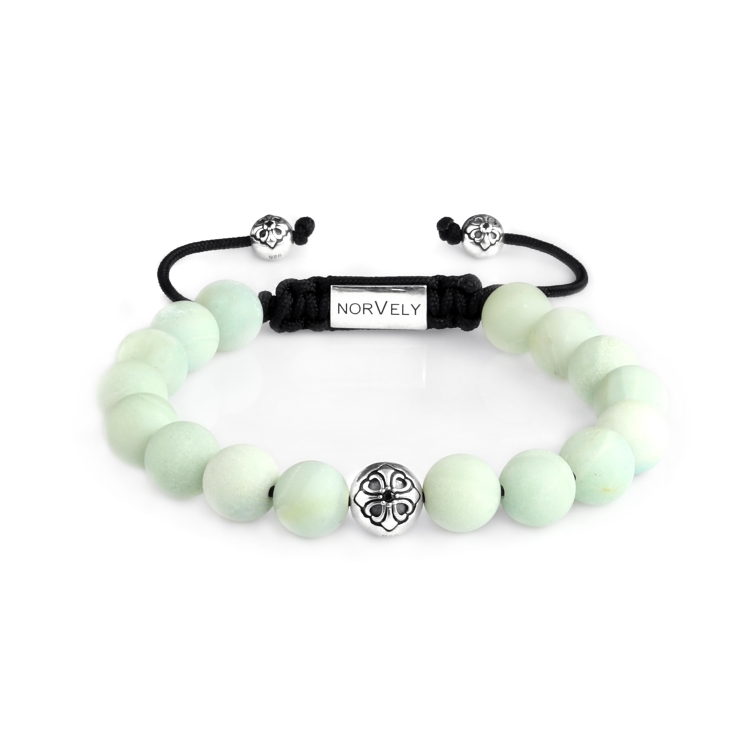 Sterling Silver Lily Ball & Matte Amazonite 10mm Basic Bracelet