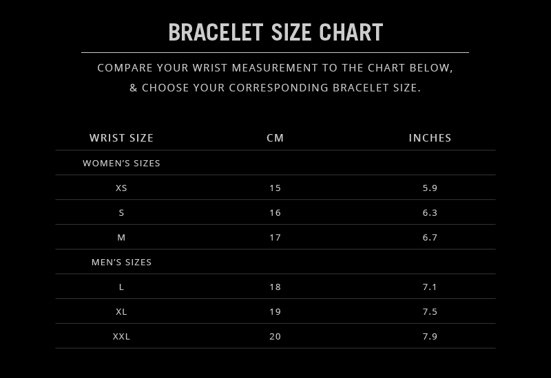 Bracelet sizing chart